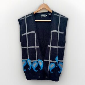 Vintage Haberdashery Is‎ Personal Knit Vest Plaid Sleeveless Sweater Small